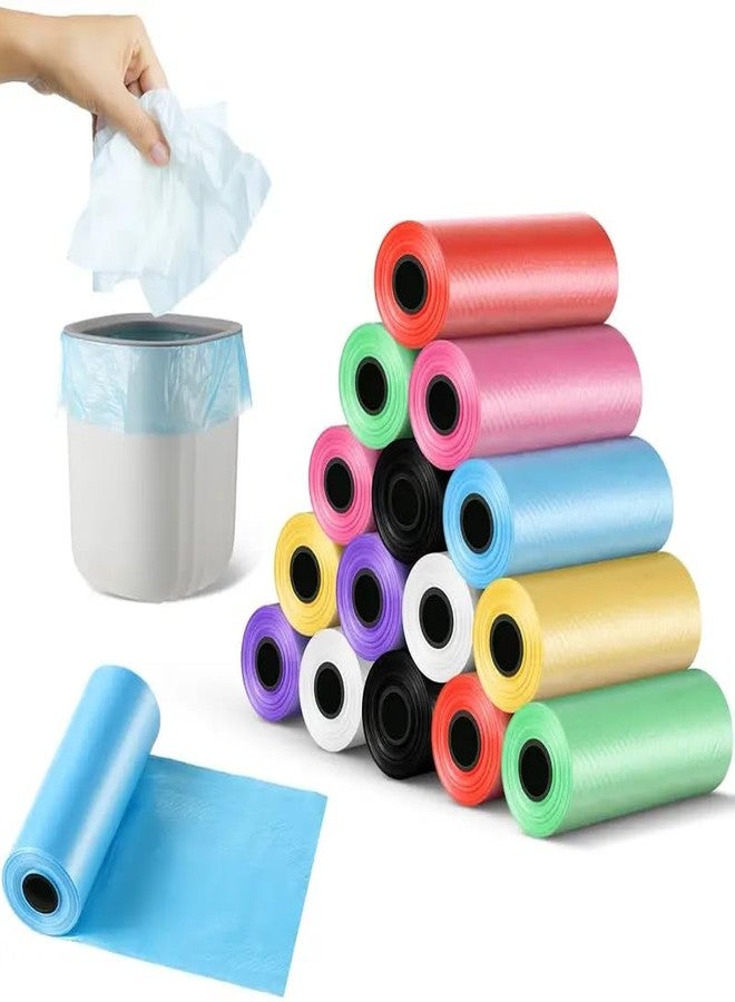 Style Keepers Small Garbage Bags for Car & Mini Dustbin, 120 Pcs Multicolor Disposable Trash Bags, 22x30 cm Leakproof & Durable Waste Bags for Home Office Bathroom Bin - 8 Rolls - Image 1